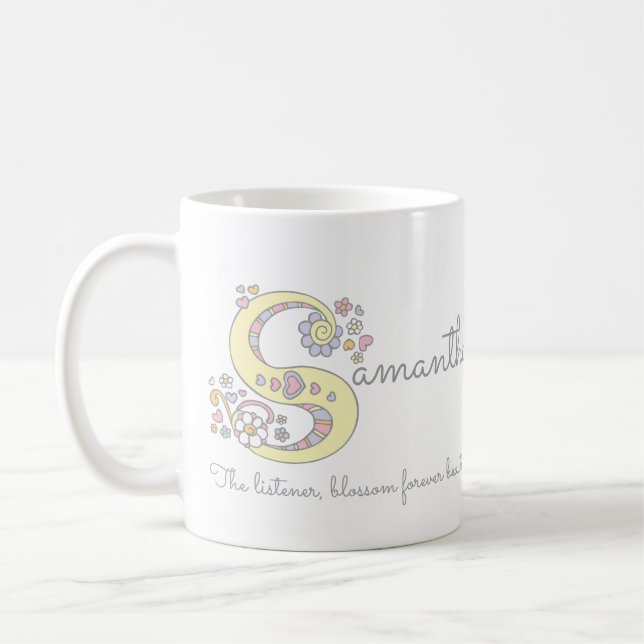 Samantha känd menande dekorativ s monogrammugg kaffemugg (Vänster)