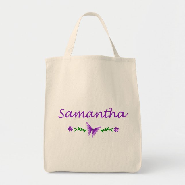 Samantha (purpurfärgad fjäril) tygkasse (Framsidan)