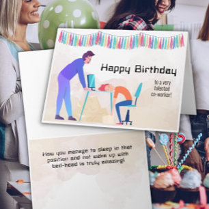 Samarbetare Asov på Desk Funny Birthday Card Kort