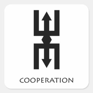 Samarbete (Nteasee) Adinkra Symbol Sticker Fyrkantigt Klistermärke