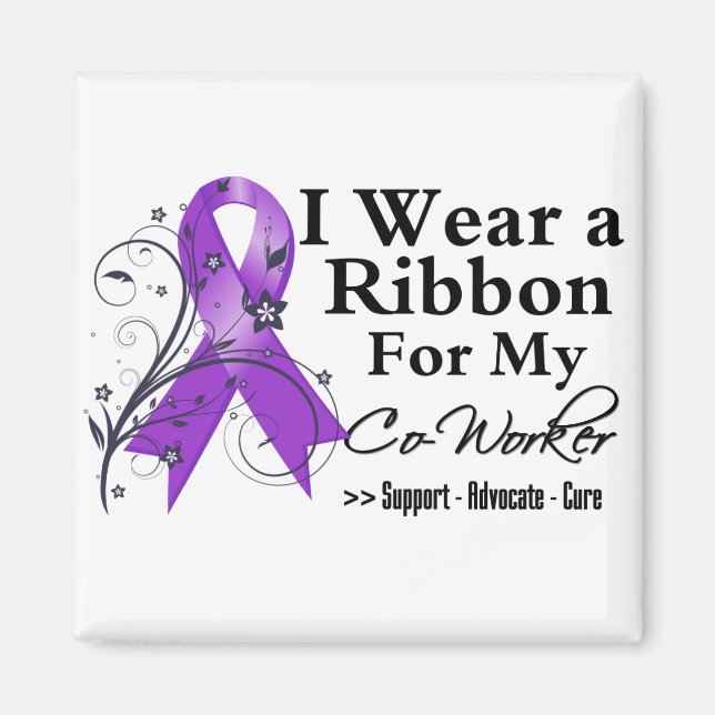 Samarbetsverkande Lila Ribbon - Pankreascancer Magnet (Framsidan)