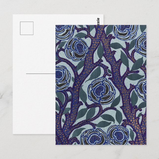 Samarkand inspirerad Art Nouveau blomster mönster Vykort (Fram/baksida)