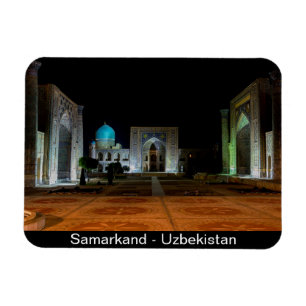 Samarkand, Uzbekistan - Registan Square nattetid Magnet
