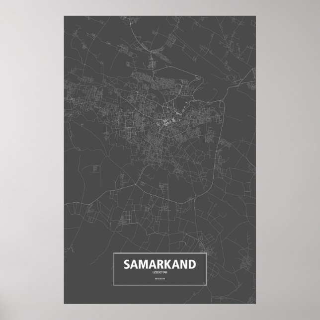 Samarkand, Uzbekistan (vit på svart) Poster (Framsidan)