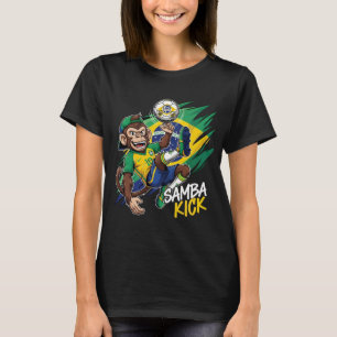 Samba Kick - Monkey Soccer Brazil Flagga T Shirt