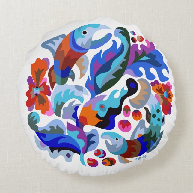 Samchykivka Salmon Pillow Rund Kudde (Baksidan)