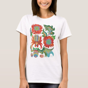Samchykivka Spider Art och Flowers T-Shirt