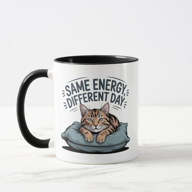 Same Energy Different Day Cat  | Cute Lazy Cat  Mugg (Vänster)