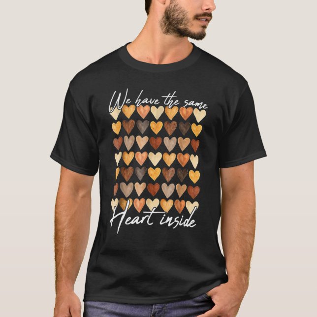 Same Heart Melanin Skin Tone Hearts BLM Black Hist T Shirt (Framsida)