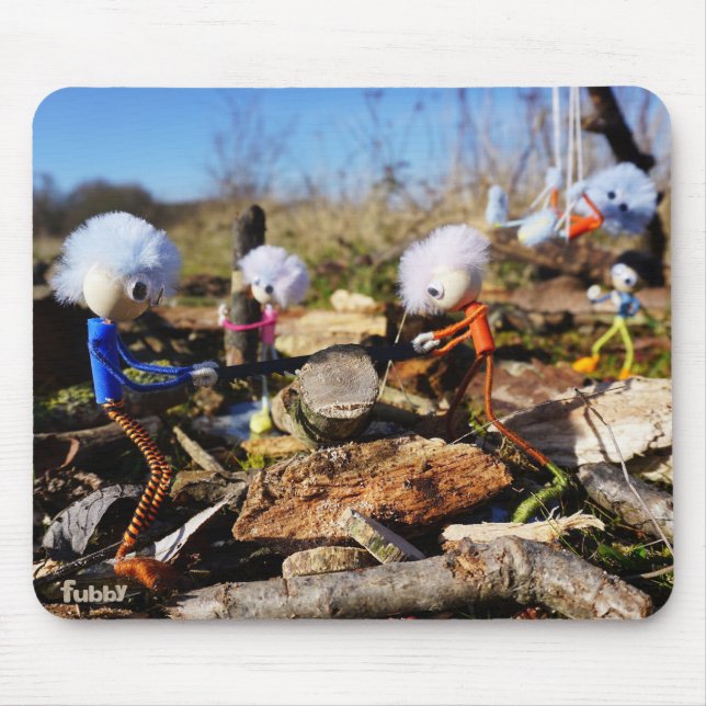 Samenwerking van Fubby poppetjes op een houtwerkpl Musmatta (Framsidan)