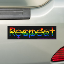Samexistera med Respekt HBTQ-regnbågsflagga Bildekal