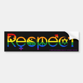 Samexistera med Respekt HBTQ-regnbågsflagga Bildekal