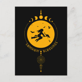 Samhain Blessings, häxa Vykort