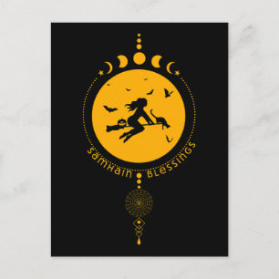 Samhain Blessings, häxa Vykort