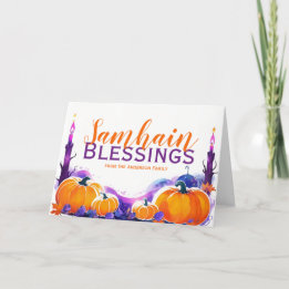 Samhain Blessings Pumpkins & Candles Halloween Helgkort