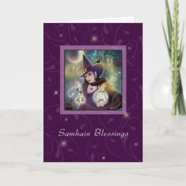 Samhain Blessings - Witch Lila Gnistra Kort