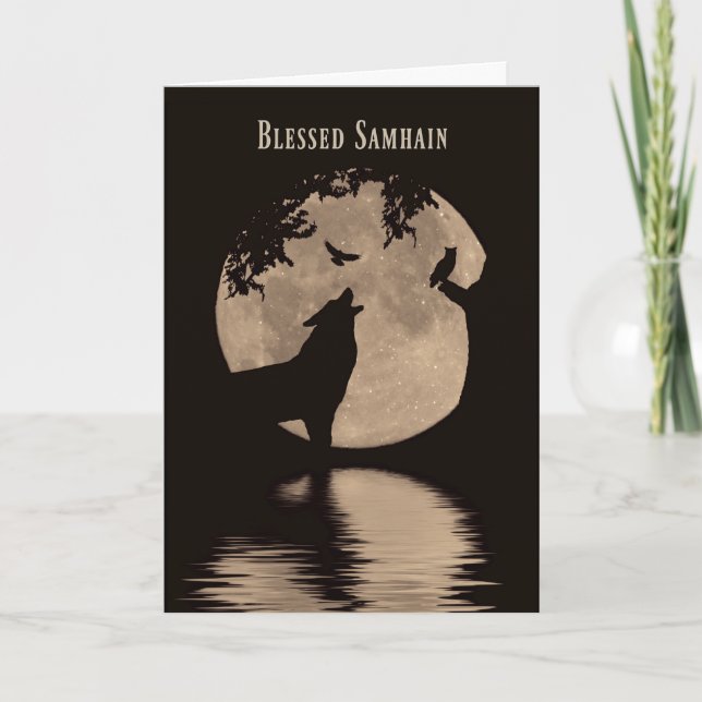 Samhain Cards vargen, ugglan och korpsvart Kort (Framsida)