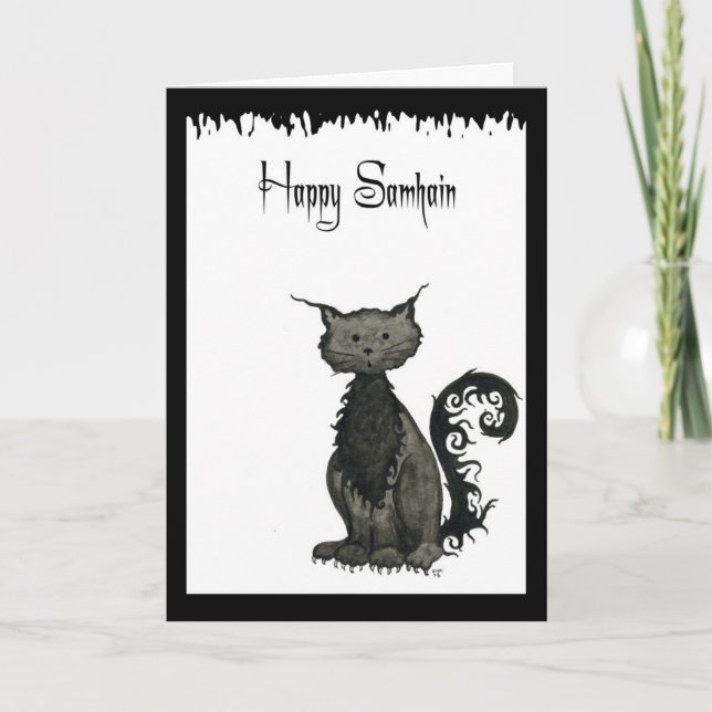 Samhain Cat Greeting Card Kort (Framsida)