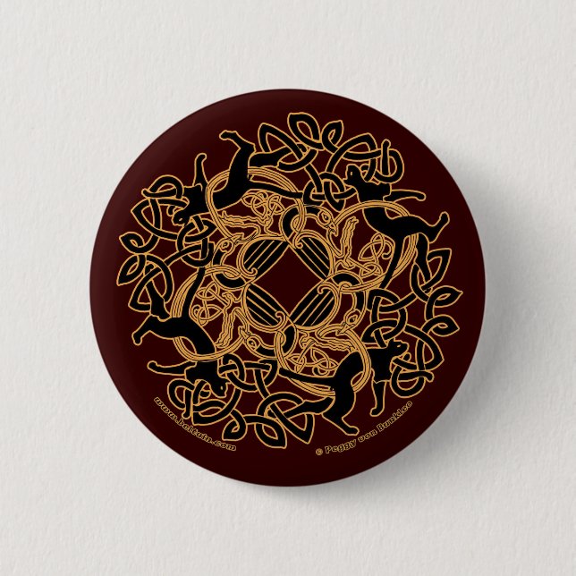 Samhain Celtic Cats Knotwork Stift och Buttons Knapp (Framsida)