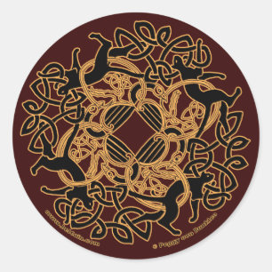 Samhain Celtic kattKnotwork klistermärkear Runt Klistermärke