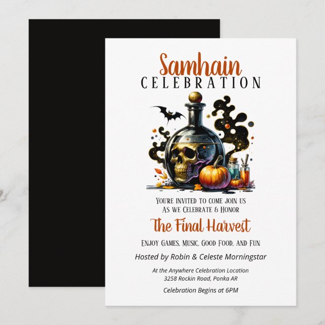 Samhain Harvest Witches Brew Halloween fest Inbjudningar (Fram/baksida)