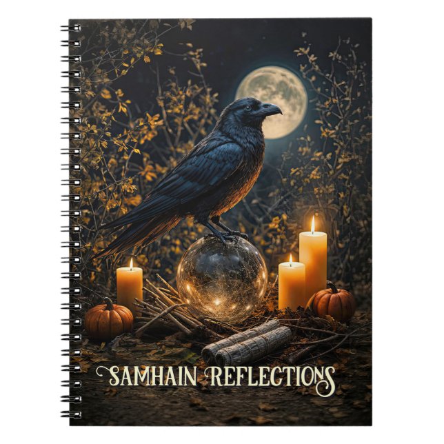 Samhain Journal med korp och måne Anteckningsbok (Framsidan)