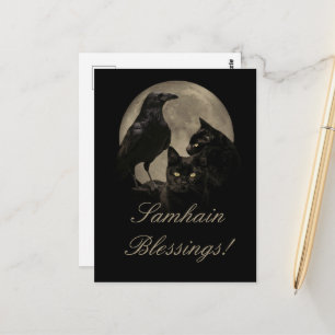 Samhain Korp och Svart Katt Pagan  Vykort