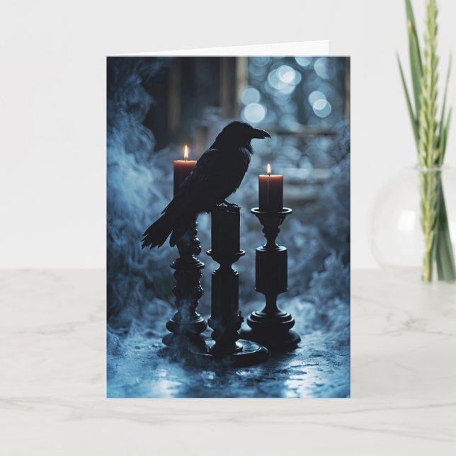 Samhain-korpar och gotiska ljus med rök kort (Framsida)