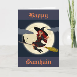 Samhain-kort - flygande häxa kort