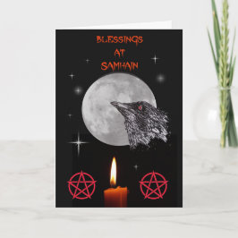 Samhain-kort med korp och måne kort
