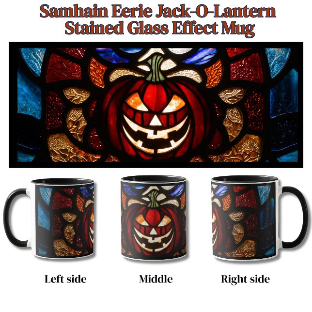 Samhain Kuslig Jack-O-Lantern Glasmosaik Effekt Mugg (Eerie Gothic Halloween Pumpkin Mug)