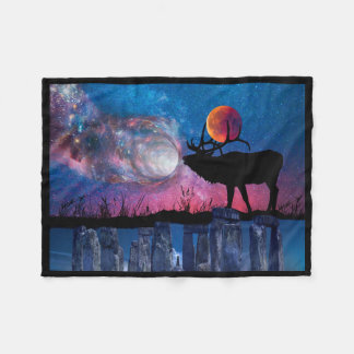 Samhain-måne Galaxy Stonehenge Flanellfilt Fleecefilt