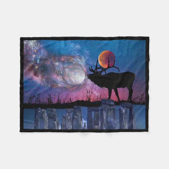 Samhain-måne Galaxy Stonehenge Flanellfilt Fleecefilt (Framsidan (Horisontell))