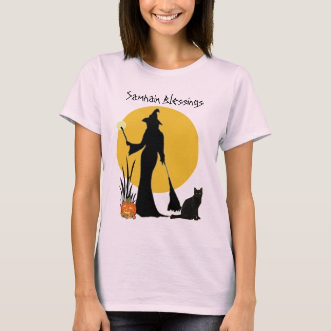 Samhain Måne Witch-T-Shirt T Shirt (Framsida)
