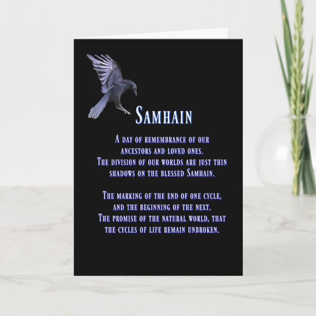 Samhain med korp eller kråka Välsignad Samhain Kort (Framsida)