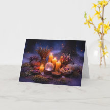 Samhain med ljus Kristall Höst Lövverk Blommor