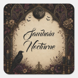 Samhain Nocturne Gotisk Korp Halloweenpresent Fyrkantigt Klistermärke