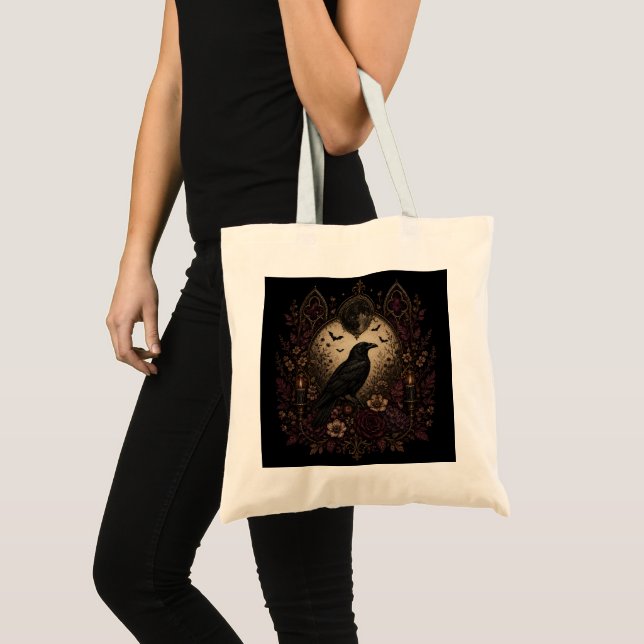 Samhain Nocturne Gotisk Korp och Mörk Måne  Tygkasse (Framsida (produkt))
