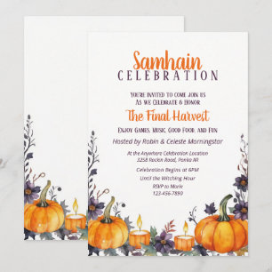 Samhain Party Fall Blommigt Pumpkins & Candles Inbjudningar