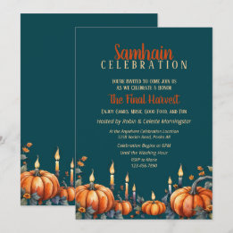 Samhain Party Fall Pumpkins & Candles-inbjudan Inbjudningar