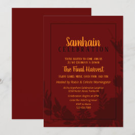 Samhain Party Red Blommigt Halloween-inbjudan Inbjudningar