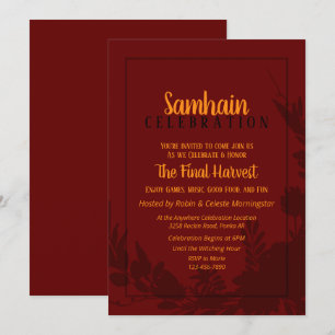 Samhain Party Red Blommigt Halloween-inbjudan Inbjudningar
