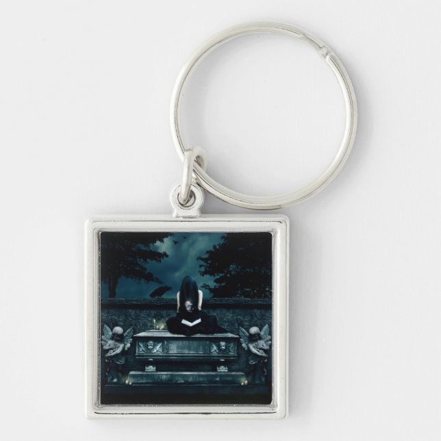 Samhain ritual Keychain Fyrkantig Silverfärgad Nyckelring (Framsidan)