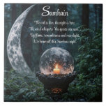 Samhain Sabbat Decor Kakelplatta<br><div class="desc">A Samhain decor piece with a crystal ball and candle and a fantasy crescent moon in a forest or woodland setting.  A short poem about the veil.  Wicca inspired.</div>
