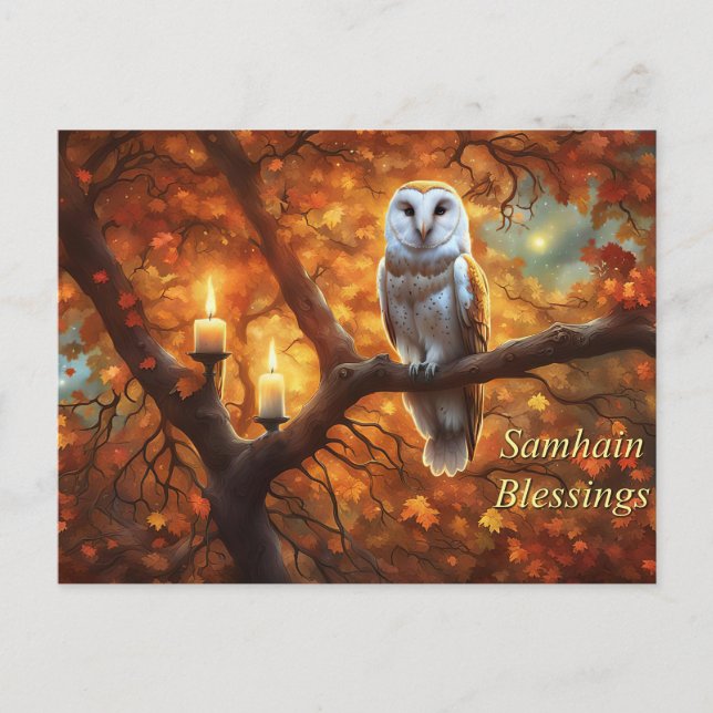 Samhain Uggle Ljusstakar  Helg Vykort (Framsida)