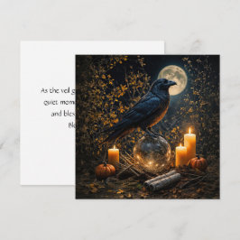 Samhain Vackra Svarta Korp Ljus Månen Kort