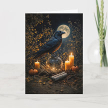 Samhain Vackra Svarta Korp Ljus och Måne