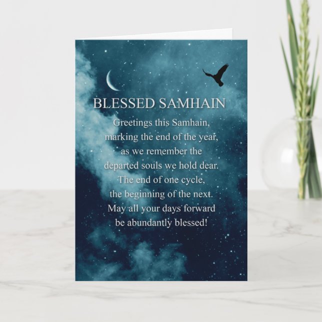 Samhain Välsignelse Mystiker med Måne och Korp Kort (Framsida)