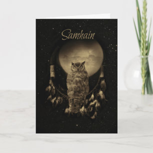 Samhain välsignelser med uggla och drömfångare kort