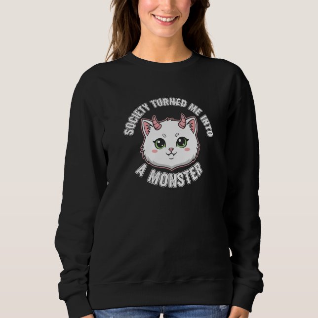 Samhället Gjorde Mig Till En Monsterkatt T-Shirt (Framsida)